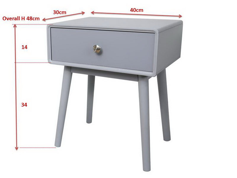 Niva Bedside Table With One Drawer ,Grey (6991164735651)