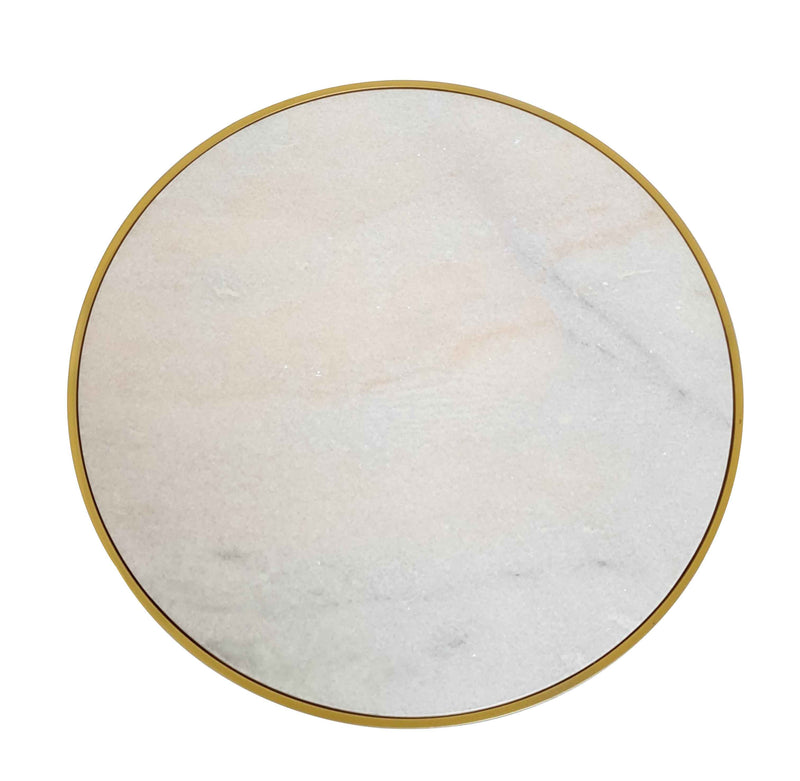 Gallieni Round Marble End Table,White (7467707302100)
