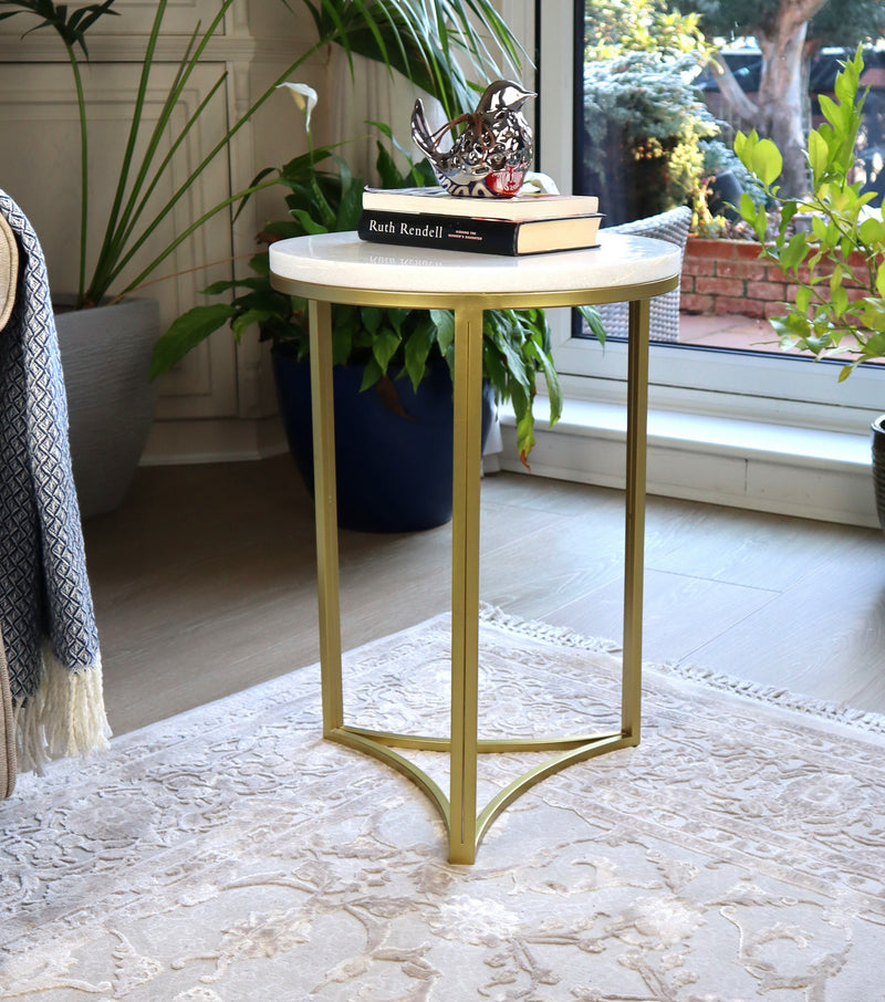 Gabriella Accent Side Table,White Marble (7803674001620)