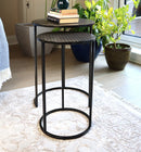 Hiba Nest Of 2 Tables, Honeycomb Pattern Top, Antique Brass (7803670397140)