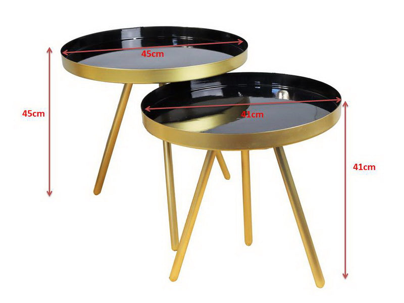 Ava Gold and Black Metal Nest Of 2 Tables (6719592136867)