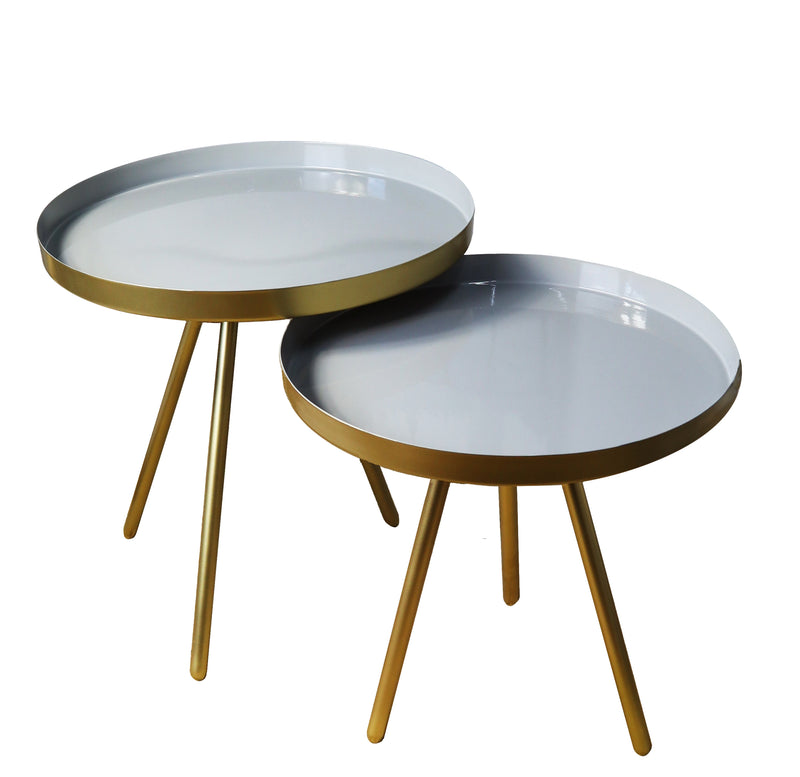 Ava Gold and Grey Metal Nest Of 2 Tables (6719568478371)