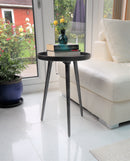 Maxine Tripods Metal Side Table, Antique Silver (6024405713059)