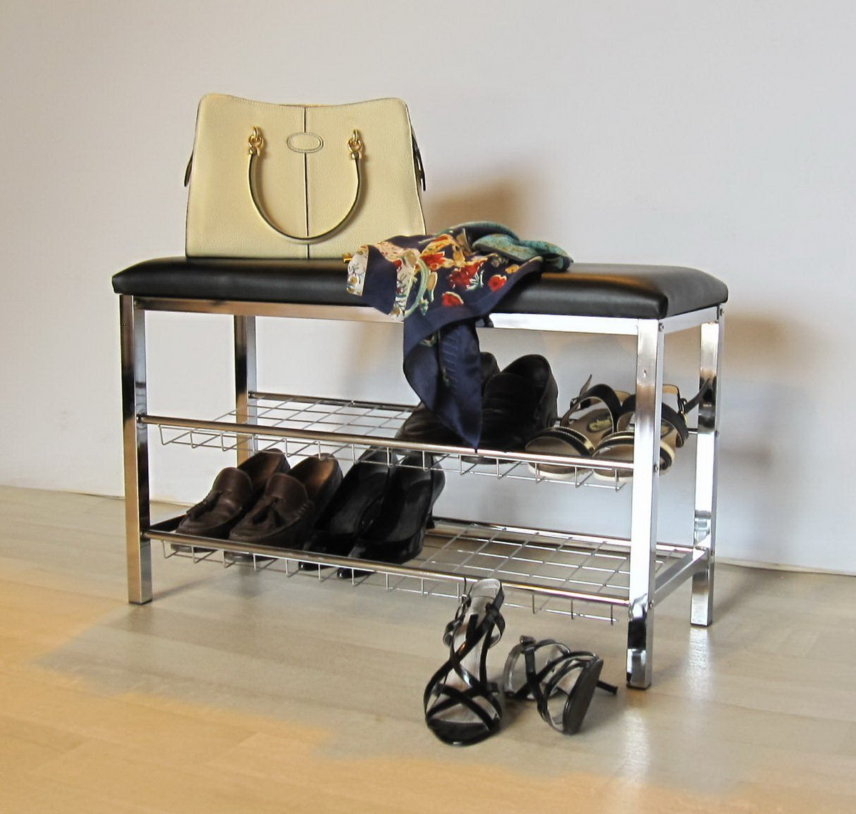 Aspect 3 Tier Shoe Rack Bench Black