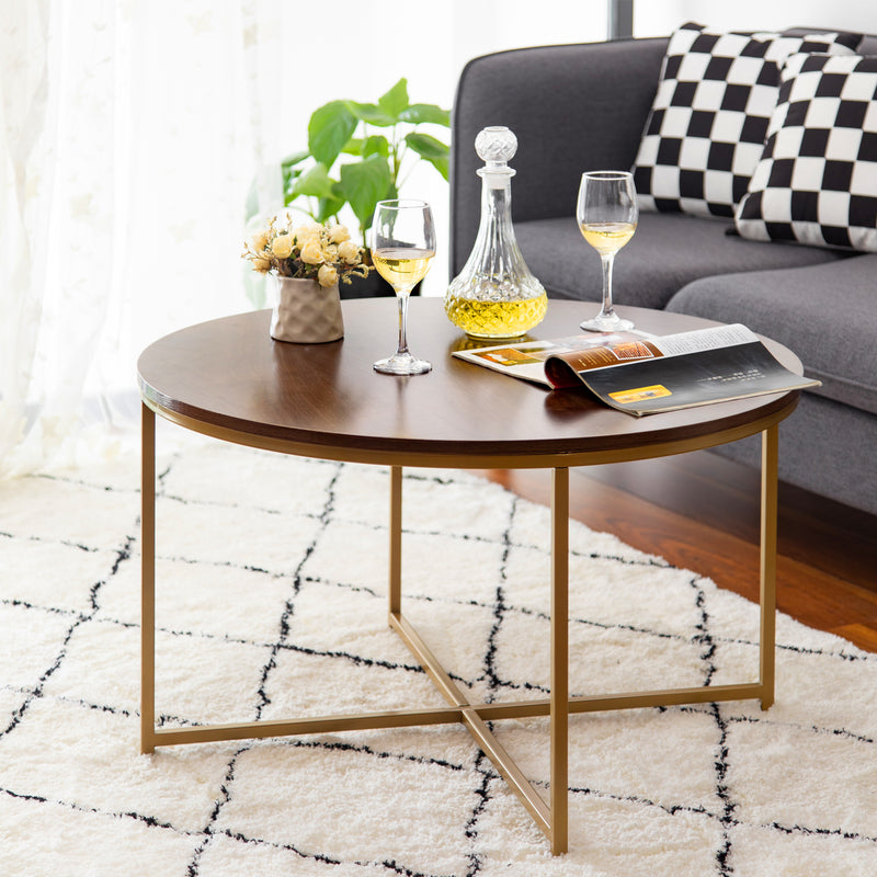 Walnut and outlet gold coffee table