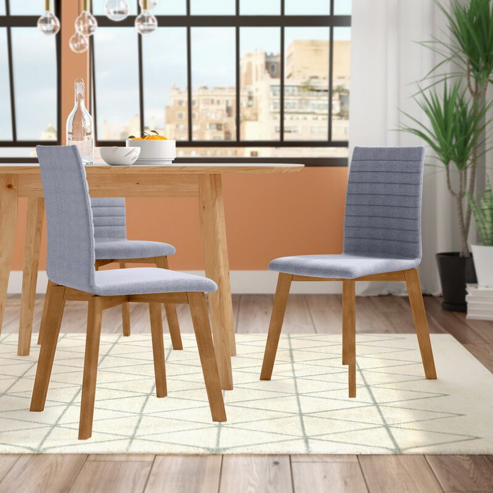 Accent Set of 2 Wooden Frame Upholstery Dining/Office Chairs-Grey