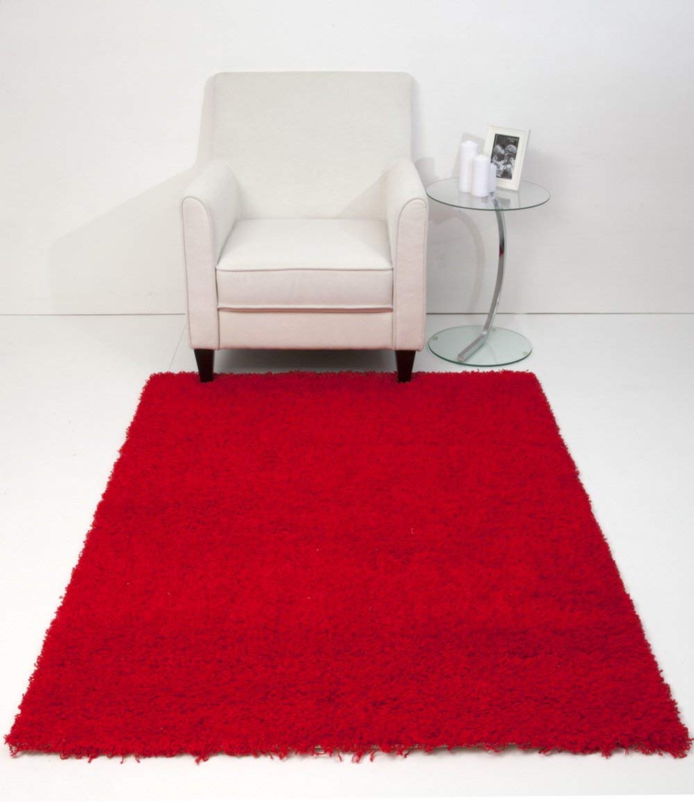 Red Polyporene Rug 160 x 220 cm Polypropylene Modern Soft Shaggy Pile Rug, Light Red