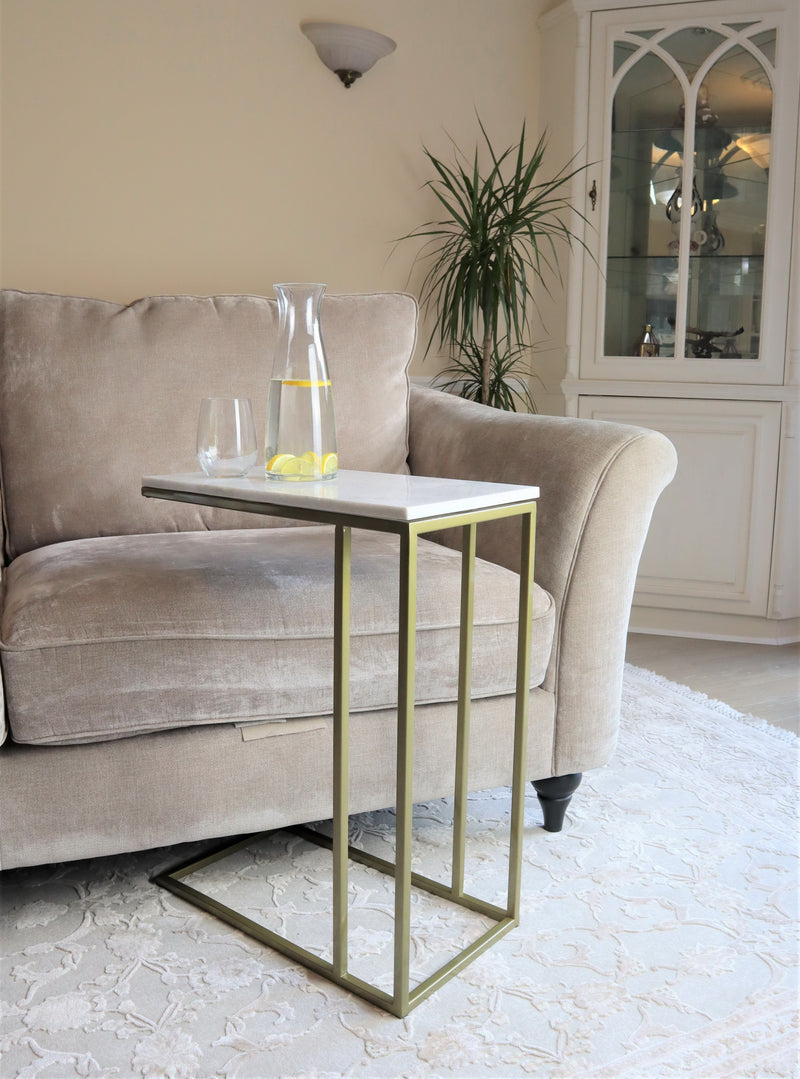 C shaped side table marble deals